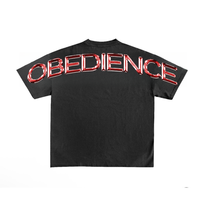 Obedience Tee (Black w/Red Text)